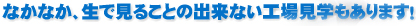 なかなか、生で見ることのできない工場見学もあります